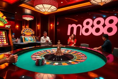 Excited players at a luxury casino table engaged in betting at nh88 with colorful chips and cards.