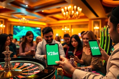 Engaging online casino gamers accessing ink vao 12bet with vibrant visuals and luxury.