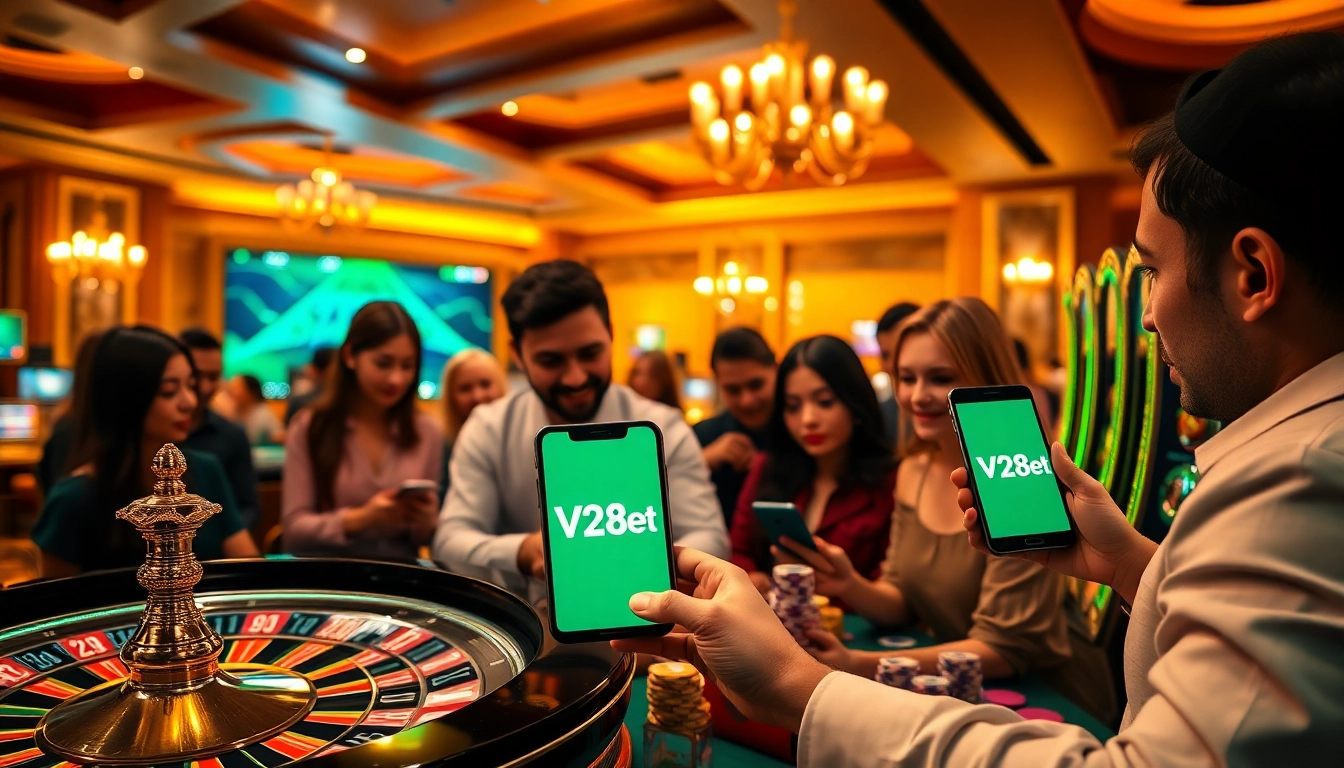 Engaging online casino gamers accessing ink vao 12bet with vibrant visuals and luxury.