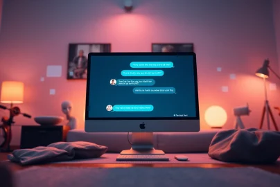Engaging digital interaction showcasing sex chat ai with AI companion on a sleek computer interface.