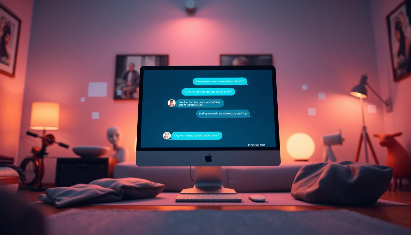 Engaging digital interaction showcasing sex chat ai with AI companion on a sleek computer interface.