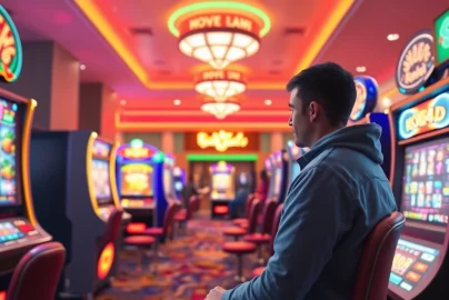 Kode4d slot gaming room filled with vibrant slot machines and exciting ambiance.