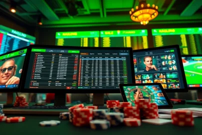 Dynamic online gambling scene highlighting nhà cái hm88 with sports betting and casino games.