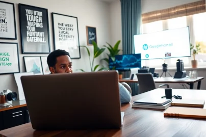 Learn how to get paid for content creation fast with an inspiring home office image.