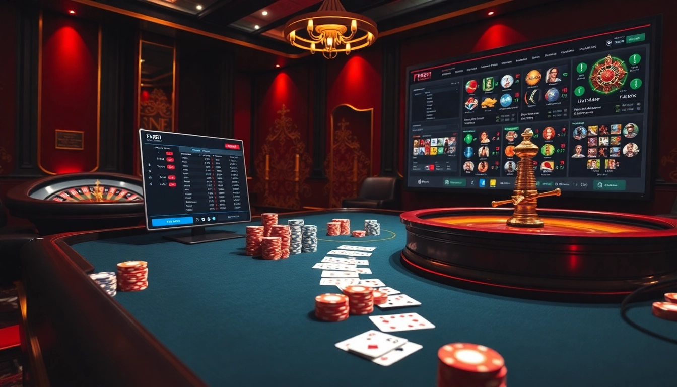 Experience the thrill of gambling at https://f8bet.partners/ with luxurious casino tables and vibrant poker chips.