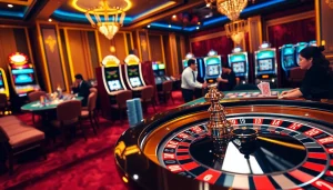 Experience the excitement of gambling at https://f168.today/ with vibrant casino tables, luxury settings, and engaging players.