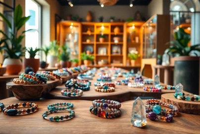 Shop unique pieces at our spiritual jewelry shop featuring colorful gemstones and natural designs.