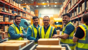 Streamlined logistics operations showcasing teamwork in a warehouse environment.