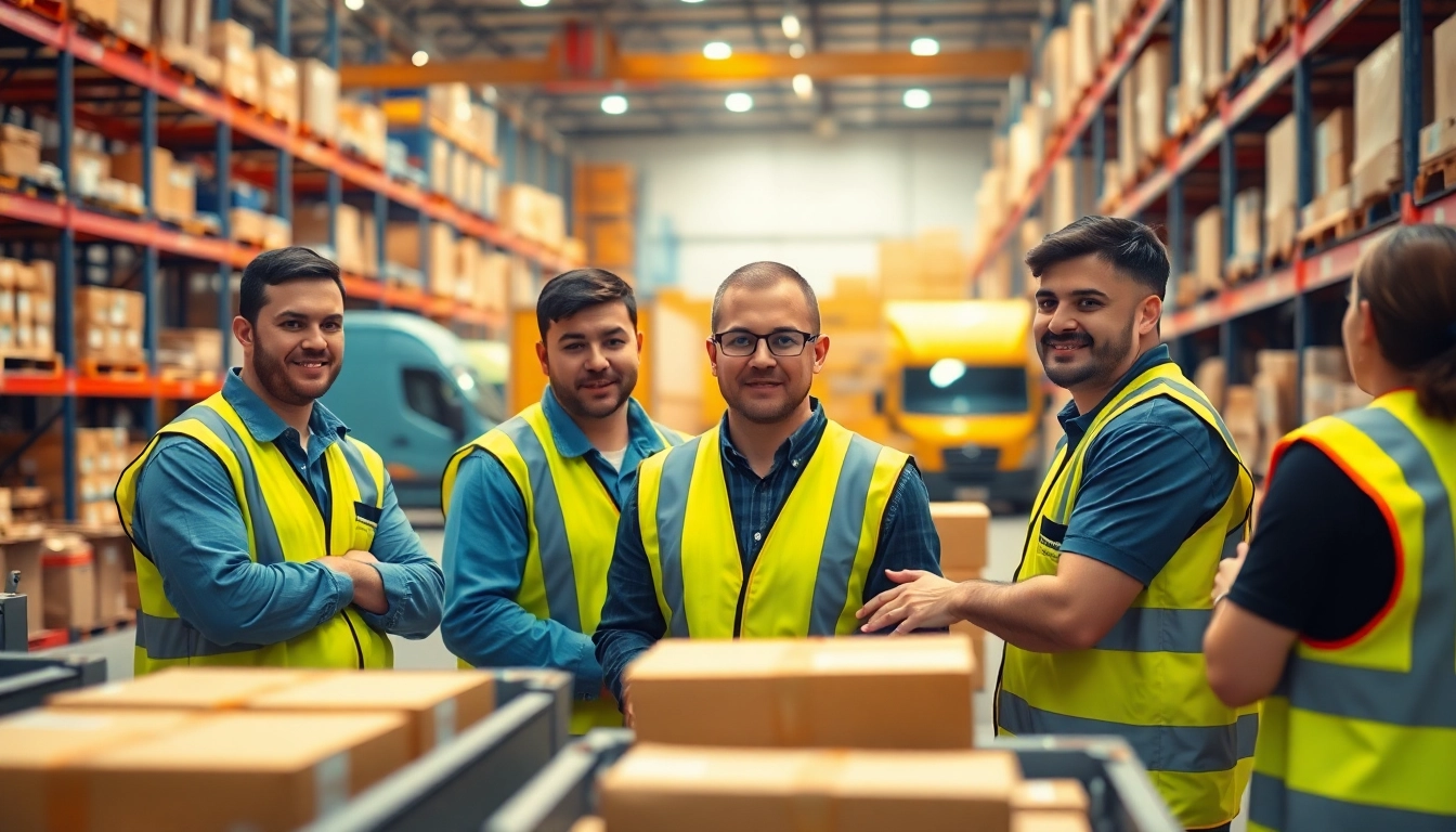 Streamlined logistics operations showcasing teamwork in a warehouse environment.