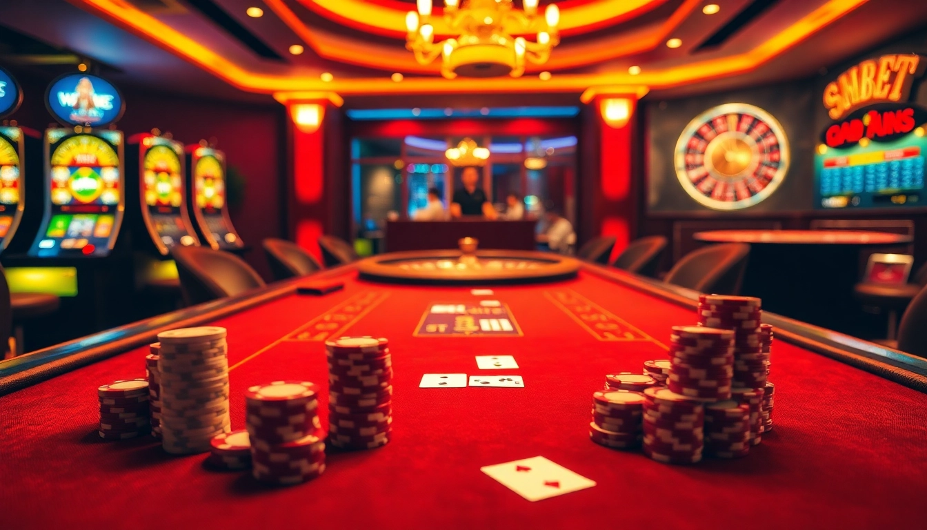Engage in thrilling SHBET casino action at an elegant gaming table filled with poker chips and betting slips.