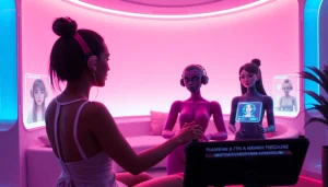 Engaging scene with the best NSFW AI chatbots in a modern digital environment, showcasing interactive technology.