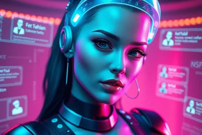 An advanced AI NSFW character design featuring captivating details and futuristic elements.