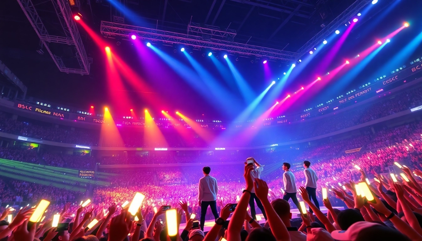 BTS news showcasing the band performing live, captivating fans with their energy.