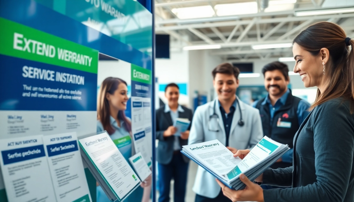 Explore extended auto warranty plans presented at a modern vehicle service station.