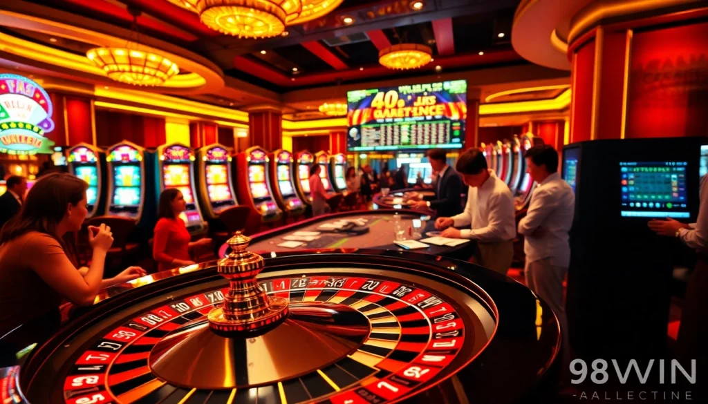 Experience the excitement of high-stakes gaming with 98WIN at a luxurious casino.