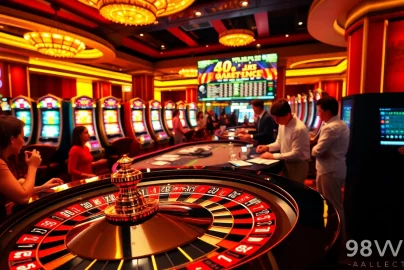 Experience the excitement of high-stakes gaming with 98WIN at a luxurious casino.