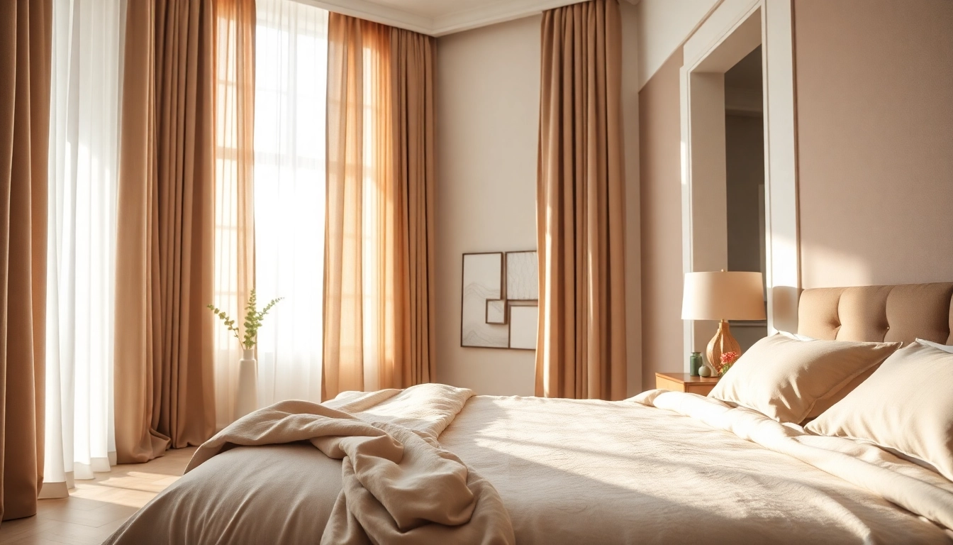 Verduisterende gordijnen creëren een rustige sfeer in een stijlvol interieur.