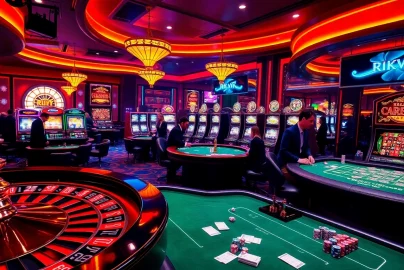 Experience the excitement of gambling with RIKVIP as players engage at vibrant casino tables.