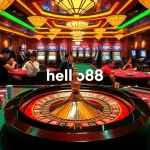 Experience the thrill of high-stakes gambling at hello88 casino with vibrant tables and a roulette wheel.