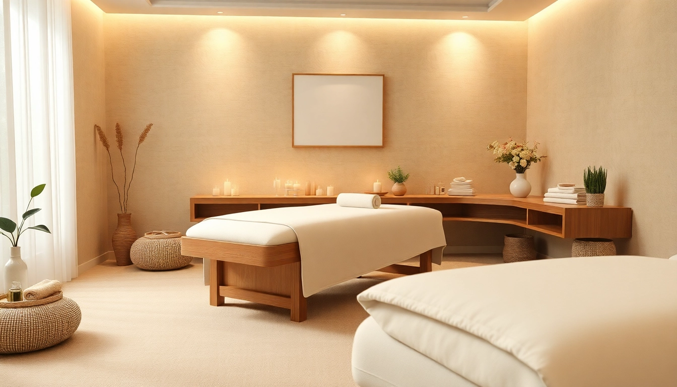 편안한 장식이 있는 의정부 마사지 치료실을 보여주는 휴식 스파 장면.