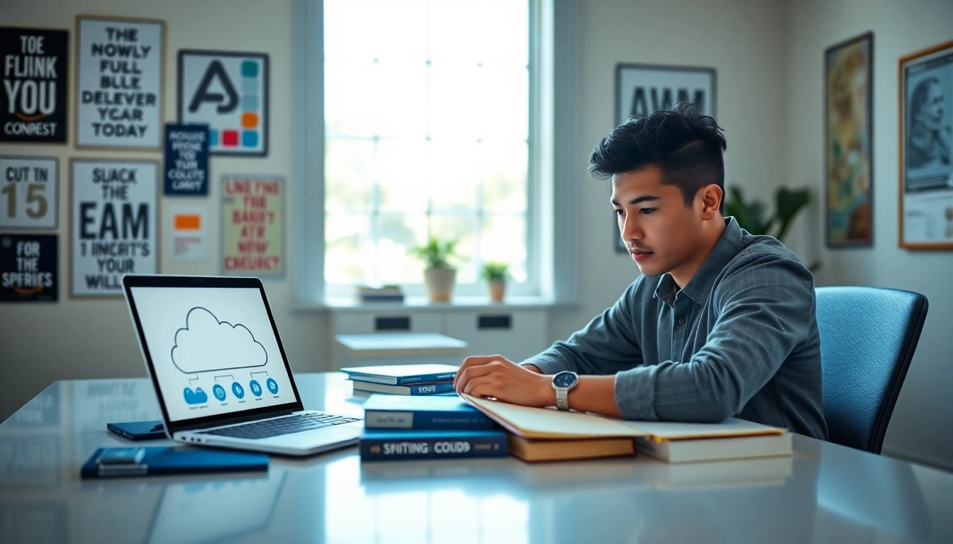 Get focused AWS exam help in a bright study environment showcasing diligence and determination.