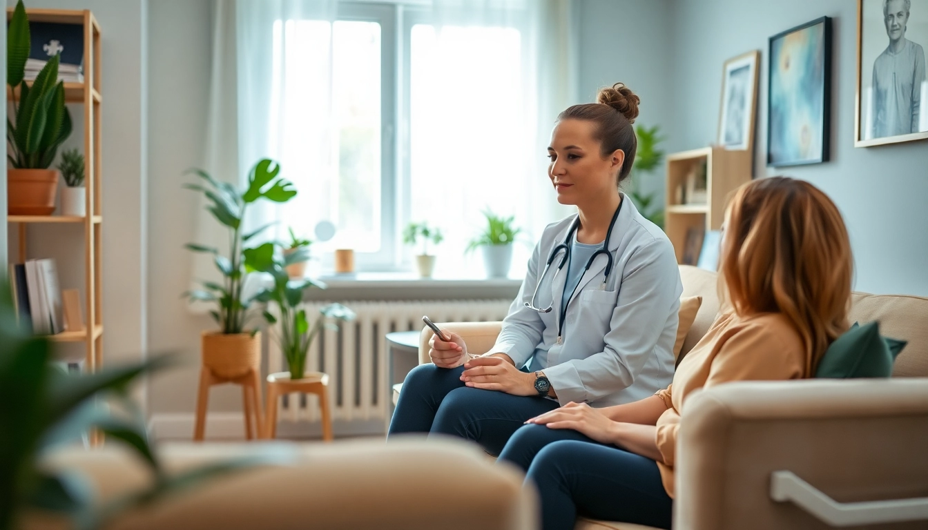 Understanding depression symptoms through therapy session in a warm, supportive environment.