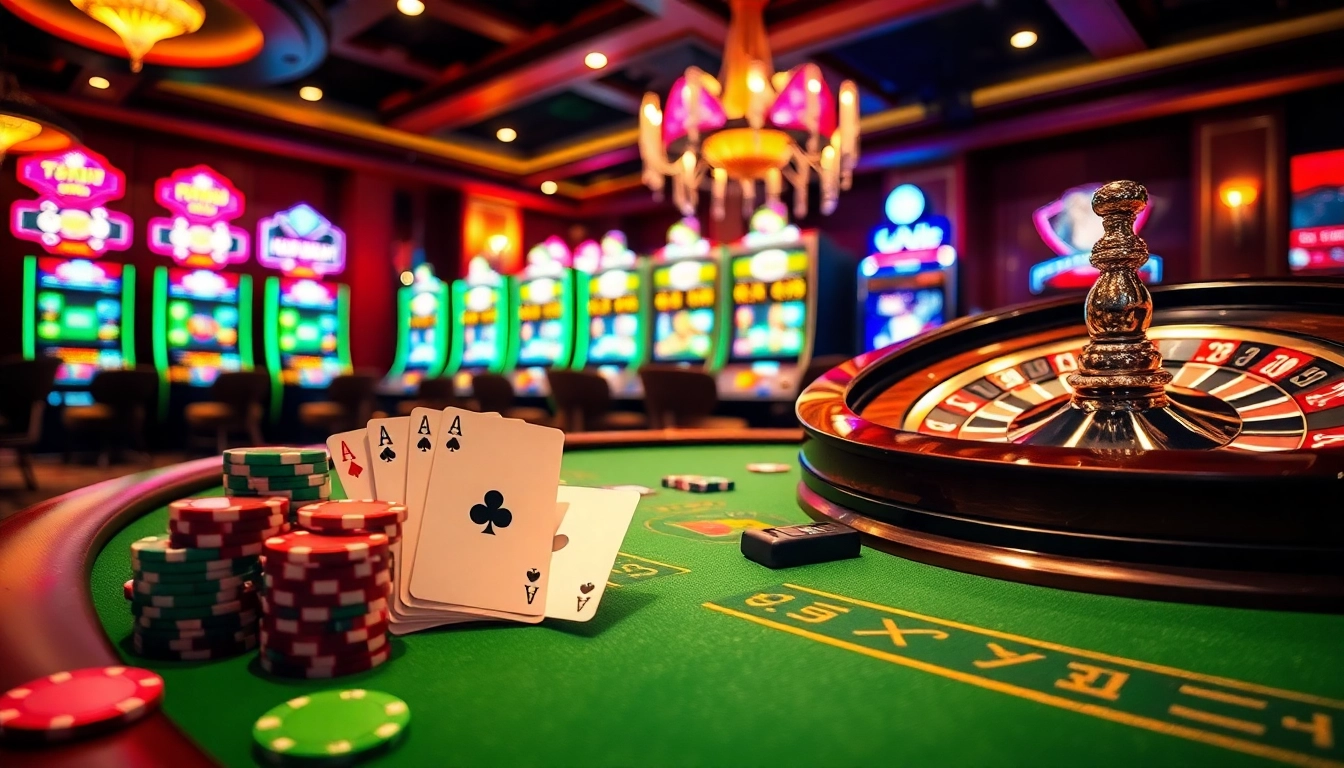 Découvrez l'excitation des meilleurs casino en ligne avec des jetons de poker vibrants et des roues de roulette.