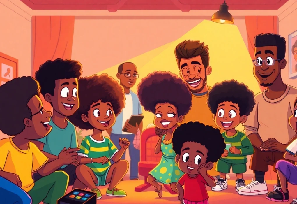 A colorful illustration featuring iconic African American cartoons characters, celebrating diversity in animation.