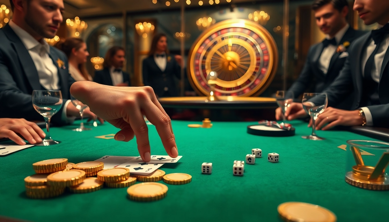 Vivez l'excitation des meilleurs casino en ligne avec une table de poker à enjeux élevés et une roue de roulette vibrante.