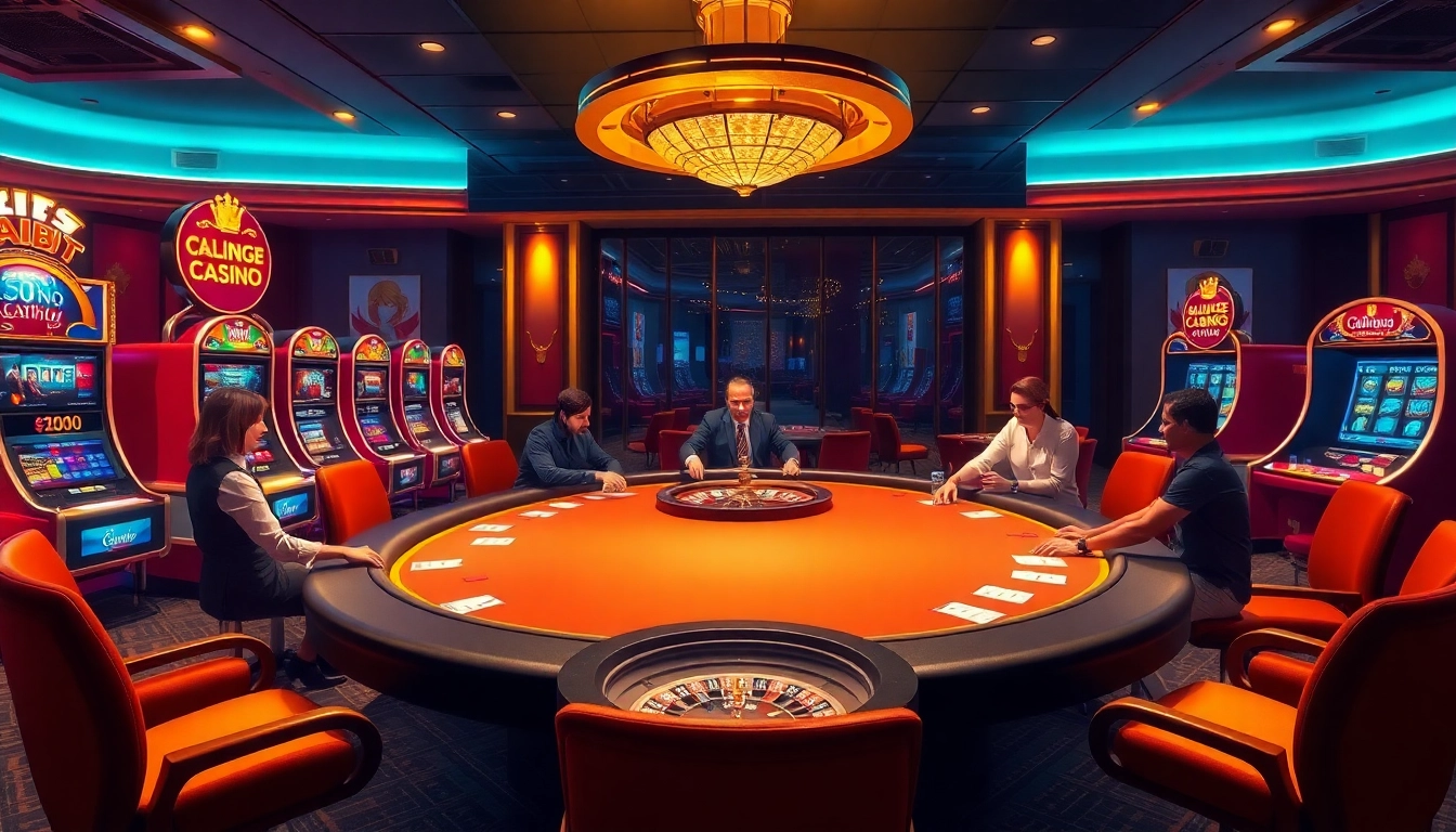 Scène passionnante de joueurs dans le meilleur casino en ligne, mettant en valeur des jeux vibrants et de l'action de paris.