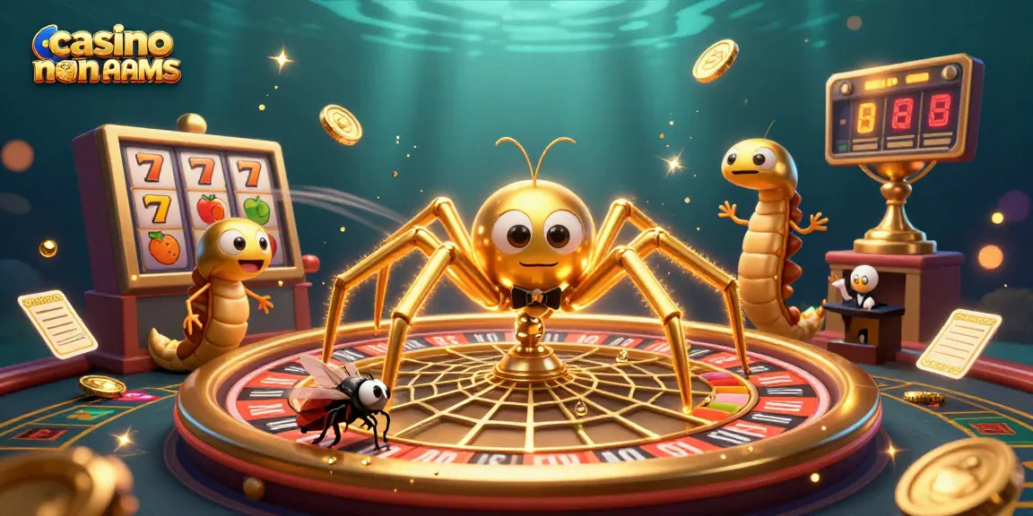Scopri le emozioni del casino non AAMS affidabile con un ragno e un croupier centopiedi.
