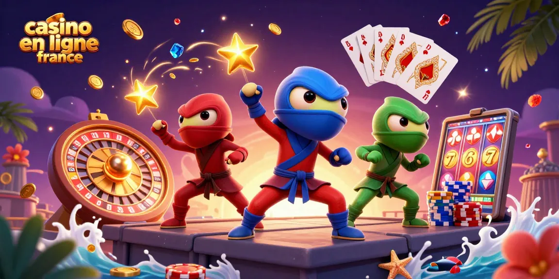 Jouez et remportez des gains sur casino en ligne france avec une illustration animée remplie de jeux et symboles casino.
