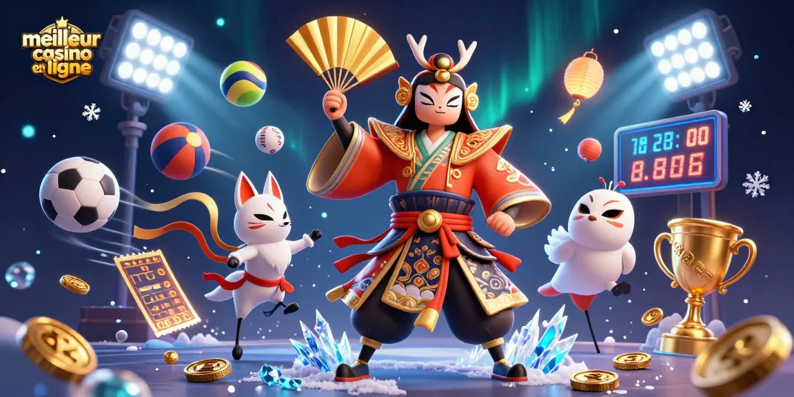 Découvrez le meilleur casino en ligne avec cette illustration dynamique comprenant un guerrier kabuki.