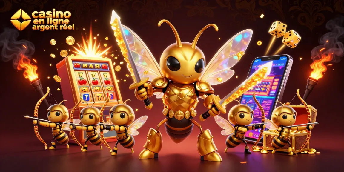 Jouez sur casino en ligne argent réel avec un géant bourdon en armure de samouraï et des archers d'abeilles.