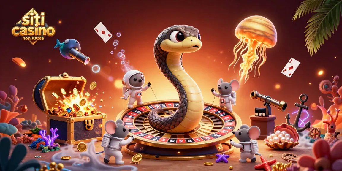 Giocando sui siti casino non AAMS mentre topi astronauti scommettono su un serpente di Saturno a forma di roulette.