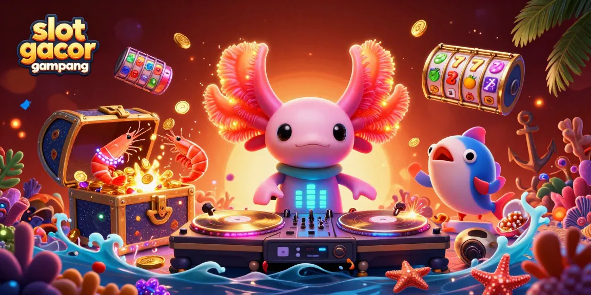 Spin the reels with slot gacor gampang menang in a vibrant underwater casino scene full of action.