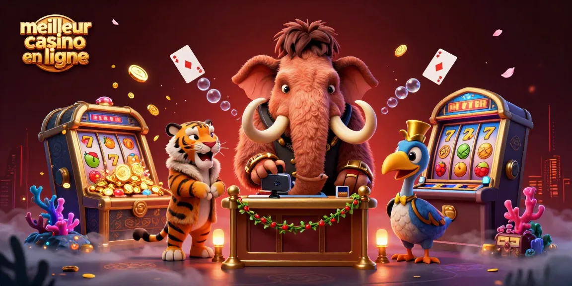 Admirez le meilleur casino en ligne où un mammouth bouncer vérifie les ID des VIP dans une illustration dynamique.