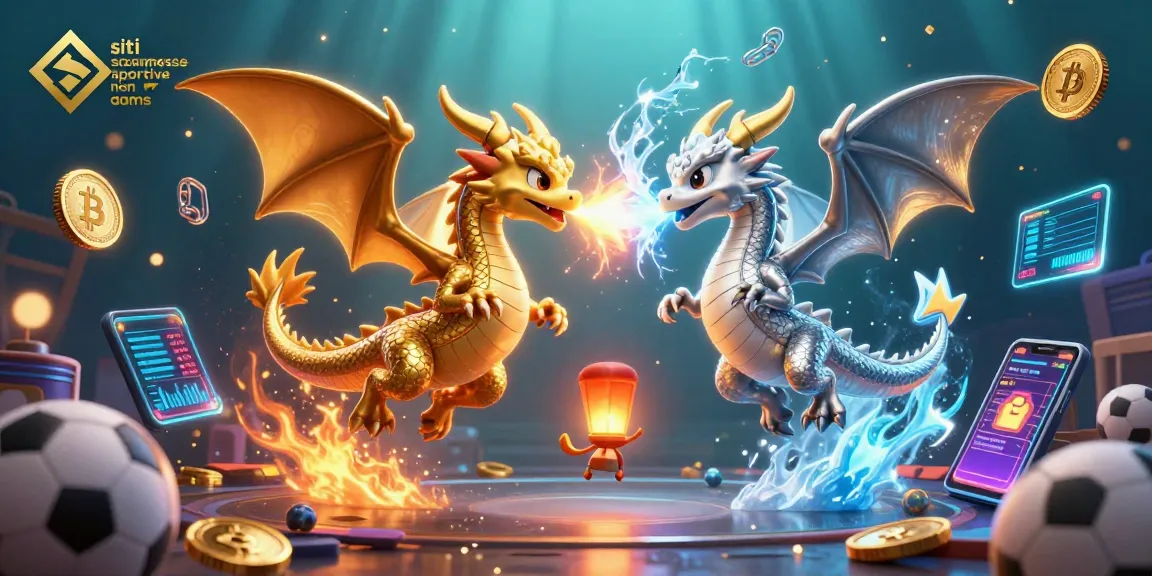 Scommetti nei siti scommesse sportive non AAMS con dragonetti attivi tra trofei e simboli di criptovalute.