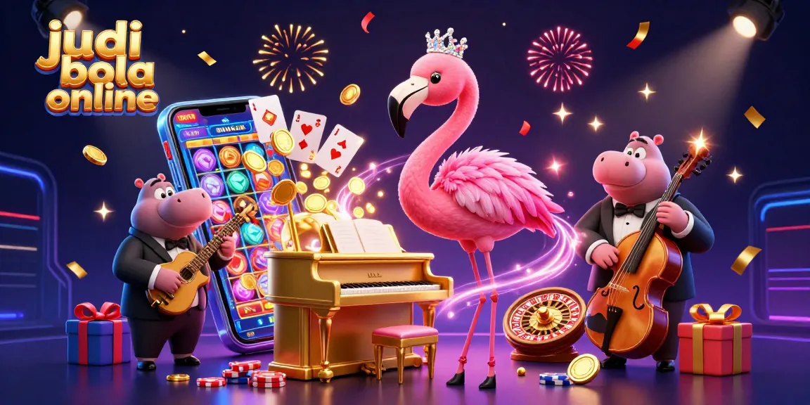 Experience thrilling judi bola online excitement with vibrant characters in a dynamic casino scene.