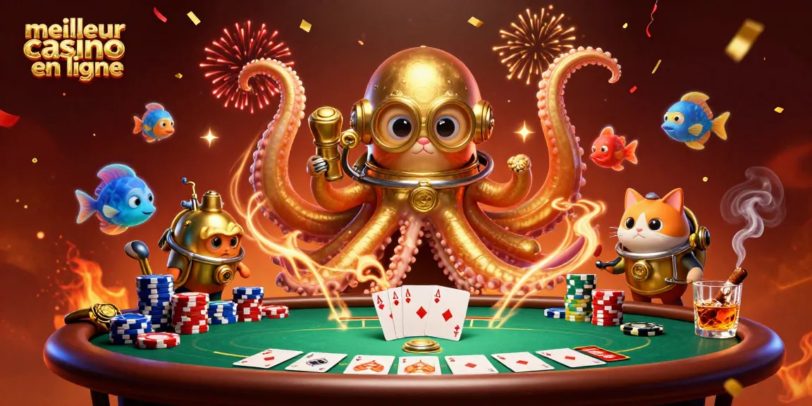 Jouez aux meilleures machines de jeux au meilleur casino en ligne avec un kraken et un chat plongeur.