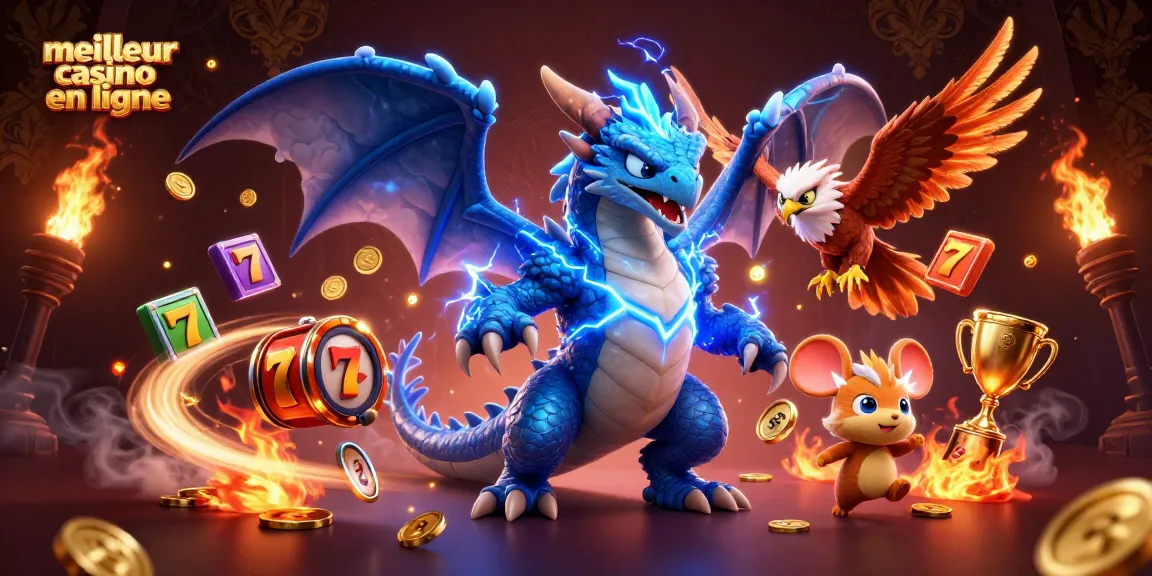 Visualisez le meilleur casino en ligne avec des dragons, des machines à sous et des pièces d'or en action.
