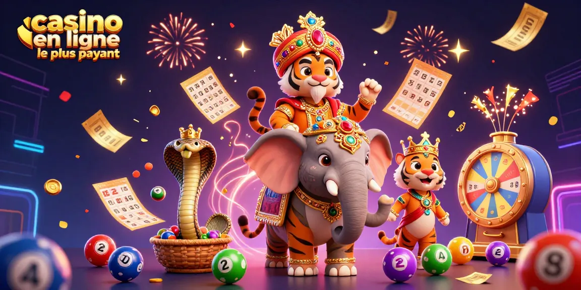 Vivez l'excitation du casino en ligne le plus payant avec un éléphant gemmé et des ballons colorés.