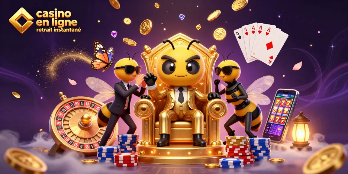 Visualisation dynamique d'un casino en ligne retrait instantané avec des personnages de cartes et des jetons volants.