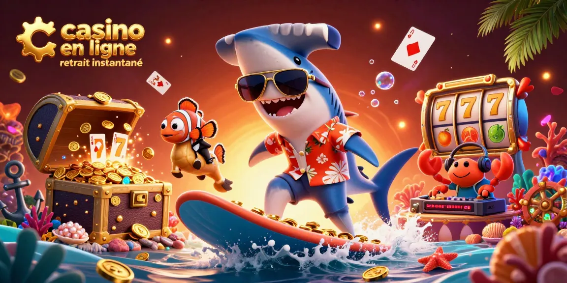 Gagnez avec casino en ligne retrait instantané, illustre une scène sous-marine avec des personnages vivants.