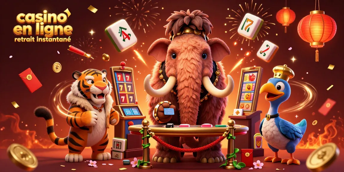 Profitez d'un casino en ligne retrait instantané avec des personnages animés au milieu de feux d'artifice et de décorations.
