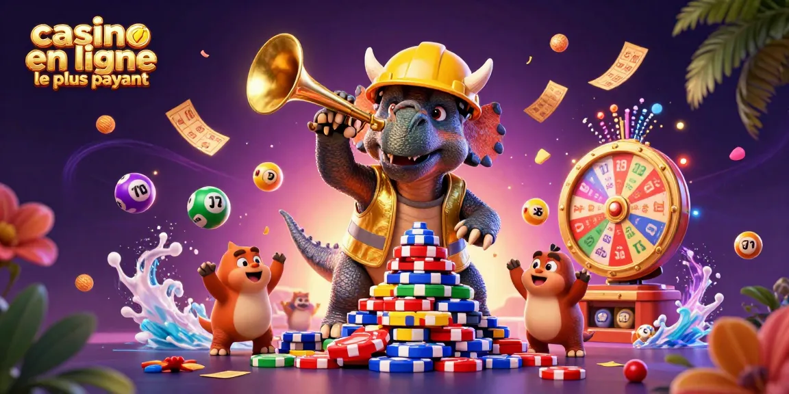 Ce casino en ligne le plus rentable met en scène des personnages 3D animés célébrant autour de ballons et de jetons.