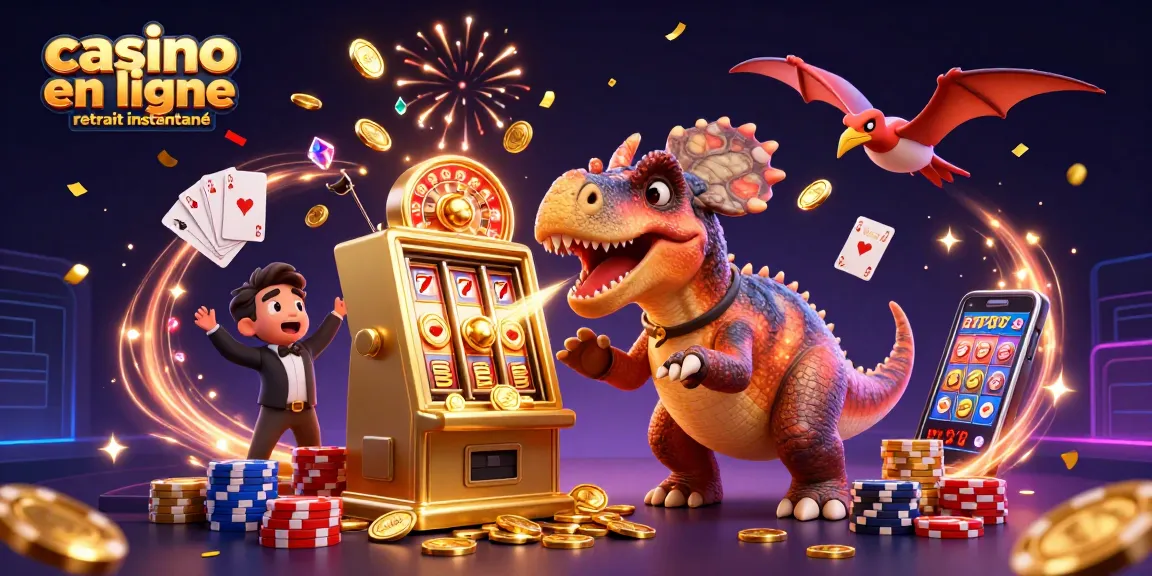 Casino en ligne retrait instantané : un pachycephalosaurus remporte des pièces d'or au casino animé.