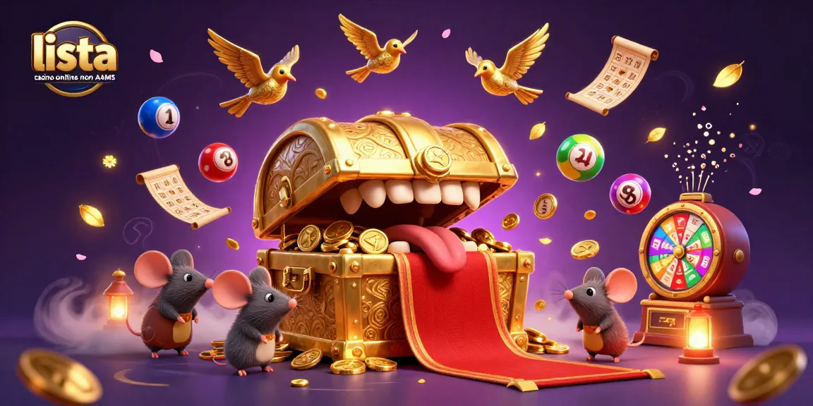Scopri la lista casino online non AAMS con l'immagine vibrante di un tesoro e lotterie in azione.