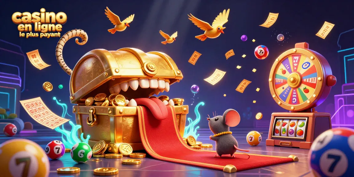 Illustration captivante représentant des jeux de casino avec, en vedette, le casino en ligne le plus payant et ses éléments riches et dynamiques.