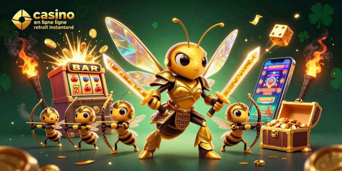 Casino en ligne retrait instantané : illustration dynamique de jackpots et personnages captivants.